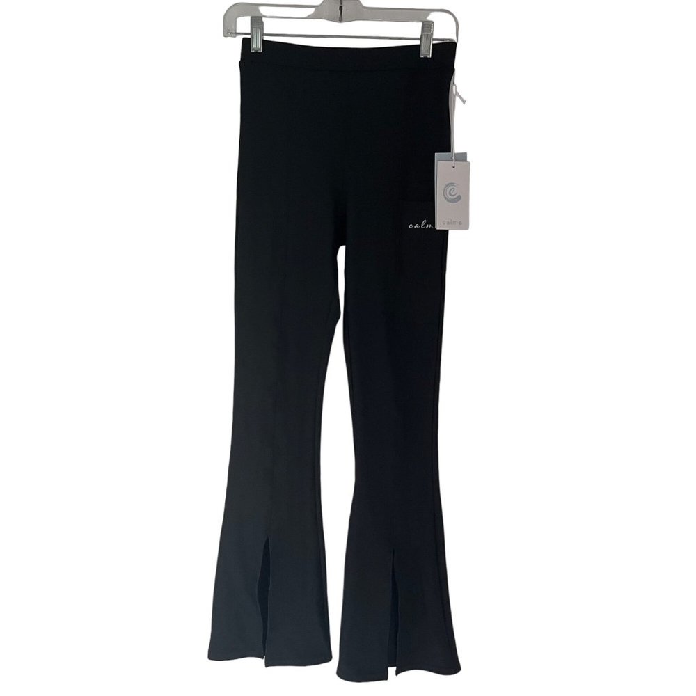 Johnny Was Calme Black Ease Split Leg Pull On Flare Leggings Small S